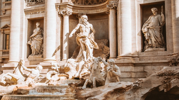 The landmark of trevi fountain in Italy