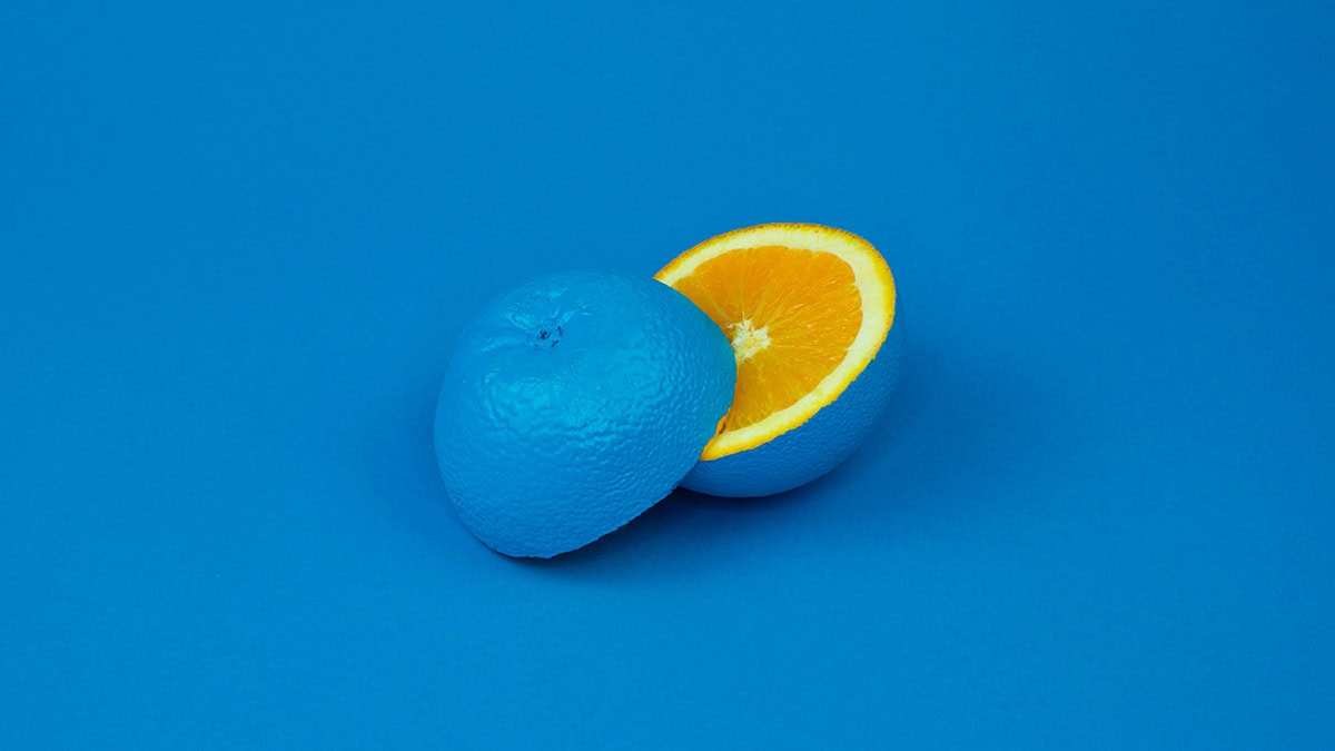Orange yellow on a blue background to illustrate the power of contrasting colors