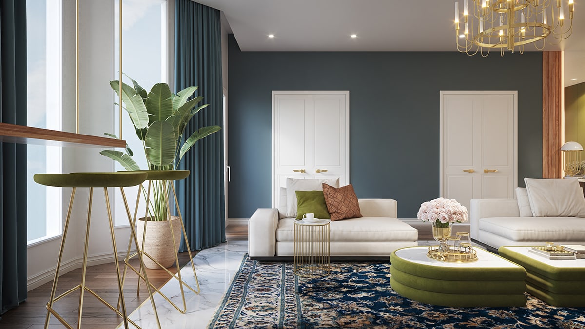 Blue and Modern Living Room