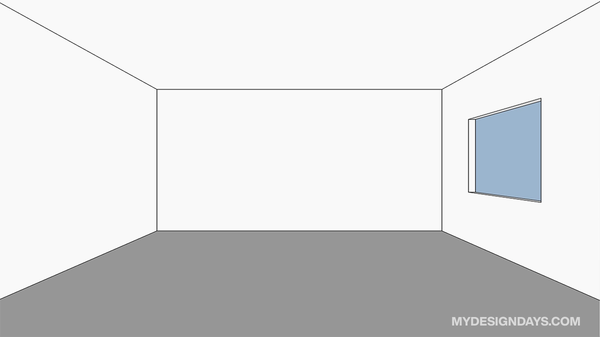 white walls illustration to show how to make a small room look bigger